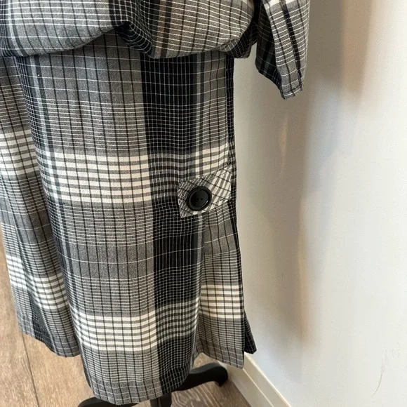 Sasson VTG dress  black and white plaid pattern SZ L EUC - Picture 3 of 6